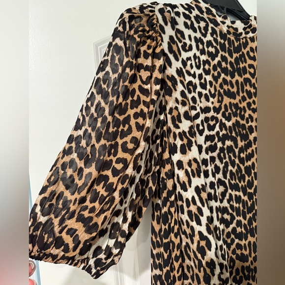 GANNI Georgette short sleeve leopard tunic /dress - Picture 4 of 8